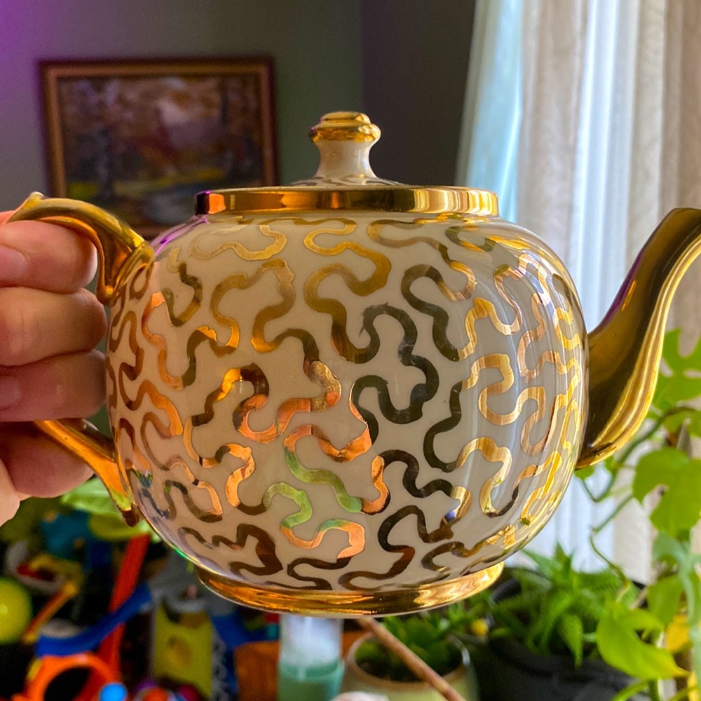 Vintage Golden ceramic Teapot